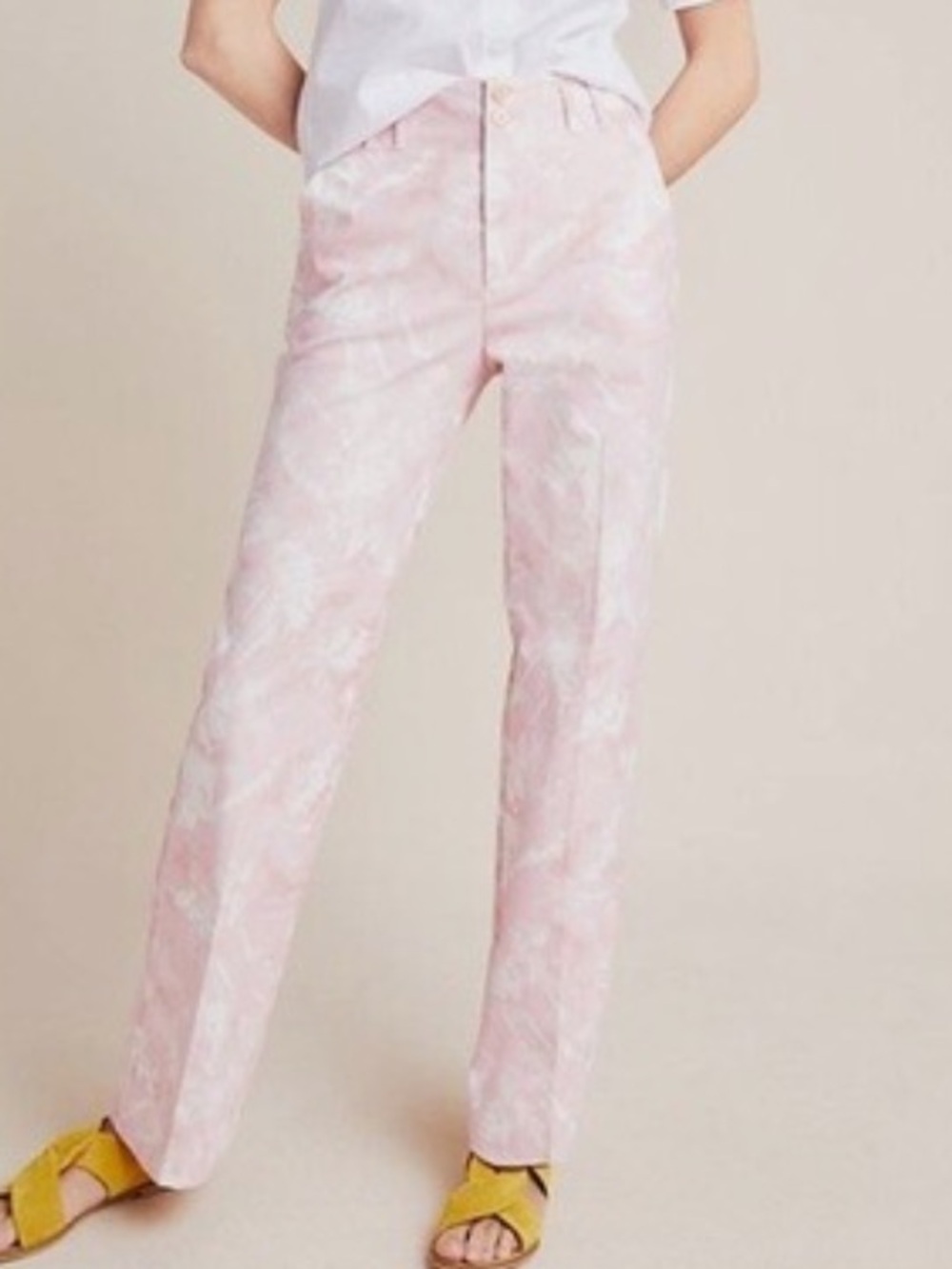 Anthropologie Jamie Tie Dye Floral Pink Pants Size 10
